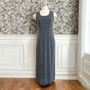 Banana Republic Grey Vine Floral Maxi Square Dress Chiffon Layered 2 XS Small